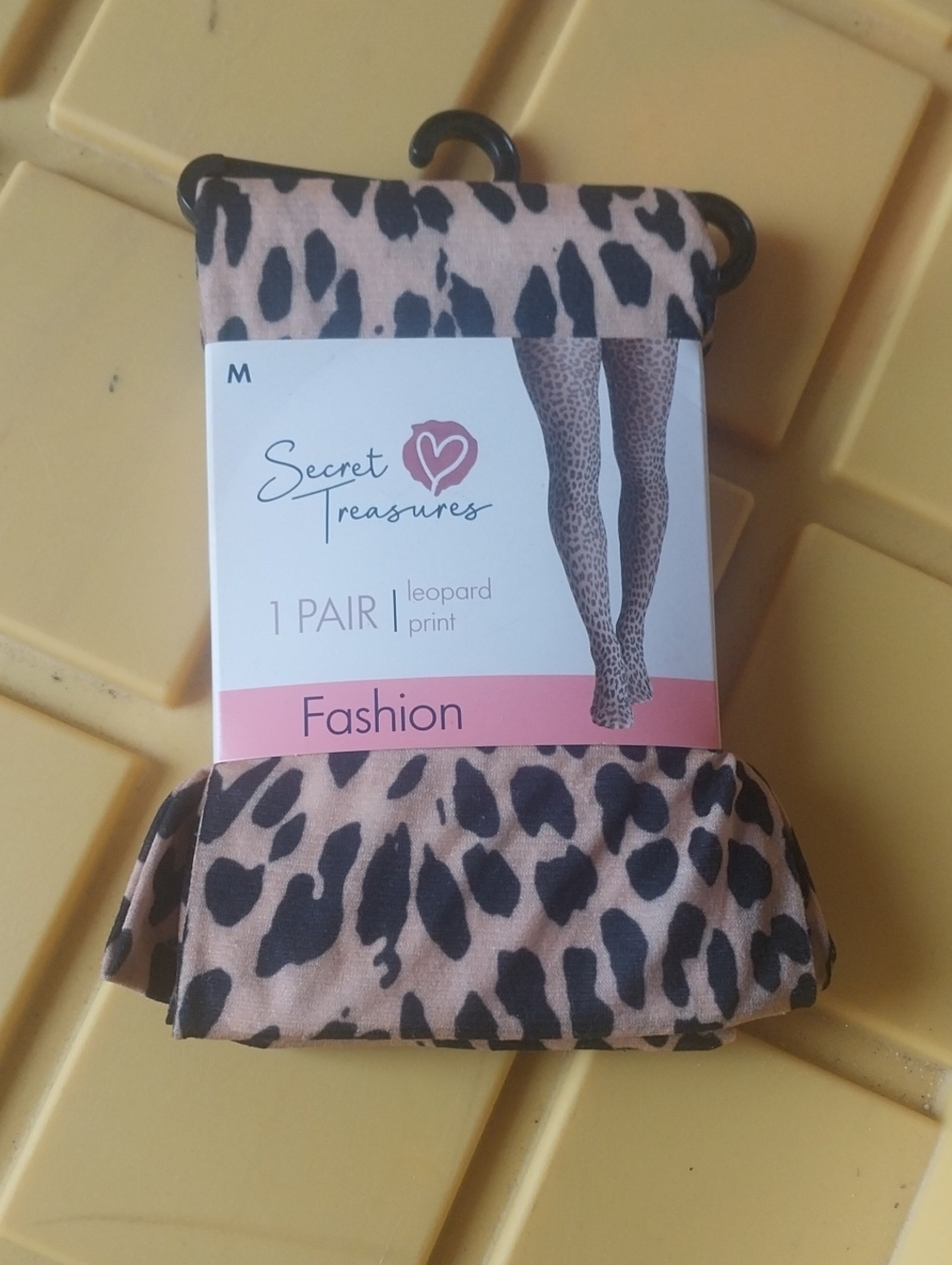 Secret Treasures Women's Leopard Print Tights - Beige/Black